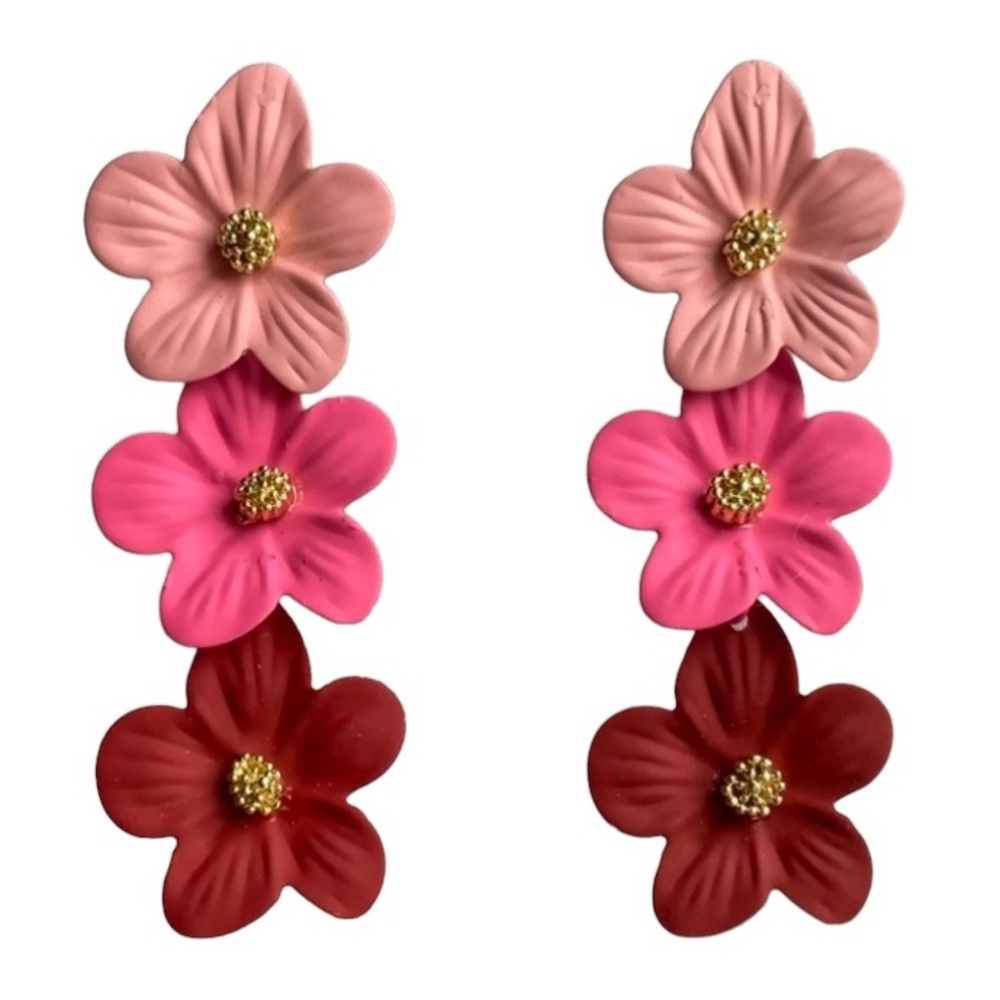 Tropical Free Flowing Flower Stud Earrings - Picture 2 of 2